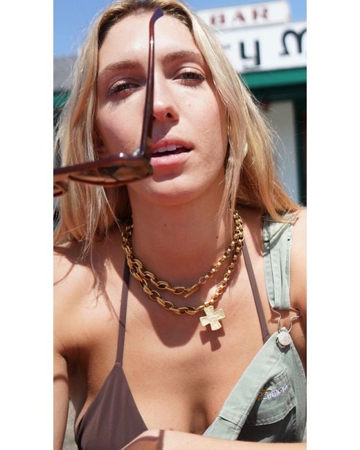 Sccollection Metallic Madonna Chunky Cross Necklace