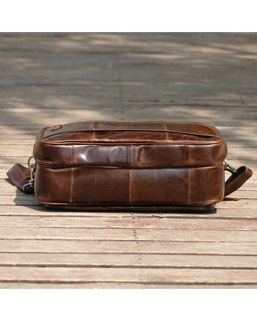 Touri Brown Genuine Leather Briefcase With Luggage Strap for men