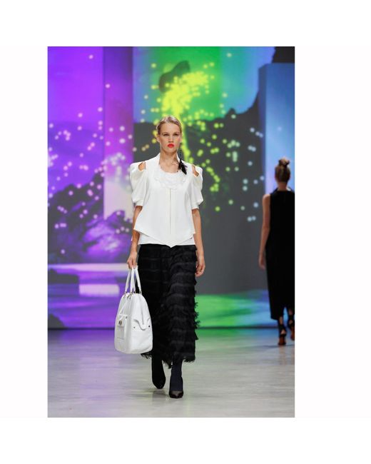 Julia Allert Black Striped High Waist Ankle Length Skirt