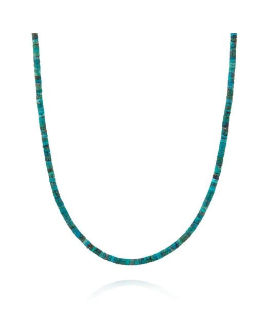 Nellou Jewellery Blue Heishi Necklace Sterling for men
