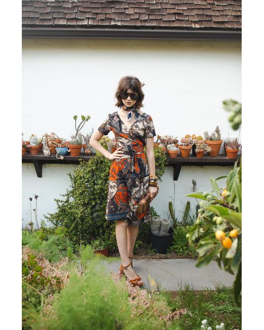 Jennafer Grace Red Paisley Mosaic Wrap Dress