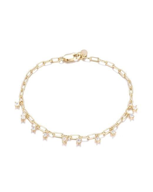 KAMARIA Metallic Paperclip Link Chain Bracelet With Crystal Drops