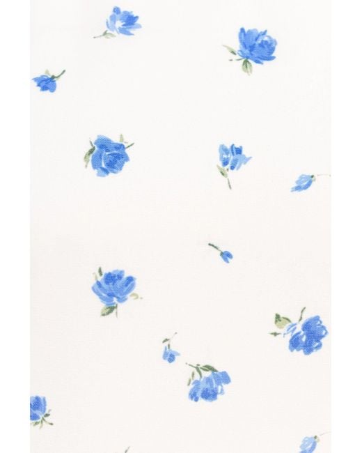 POST MERIDIEM White Printed Short Sleeve Floral Midi Dress