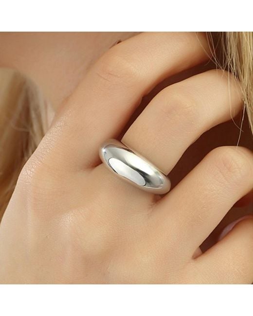 Spero London White Sterling Dome Crescent Ring