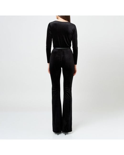 LIA ARAM Black Velvet Contour Flared Jumpsuit