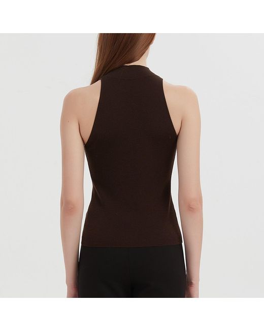 NUAJE NUAJE Brown Merino Wool Silk Halterneck Tank Top