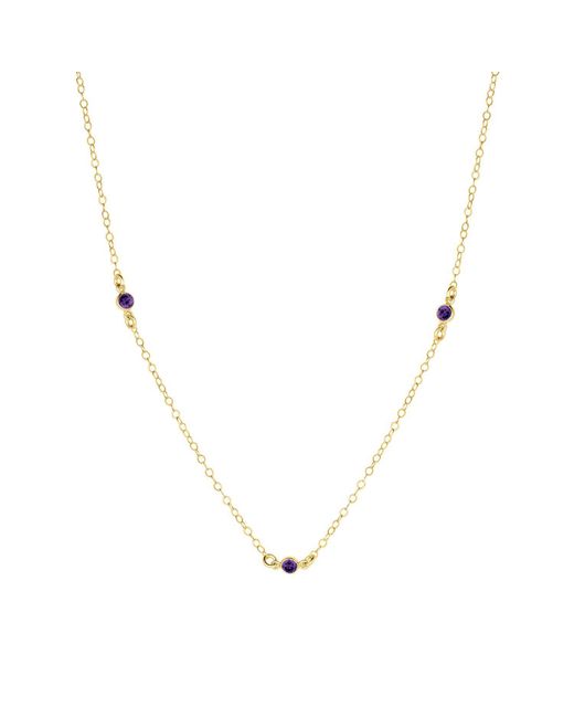 SET & STONES Metallic Birthstone Station Necklace- February