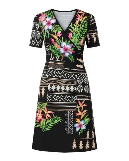 Conquista Green Print Wrapover Dress