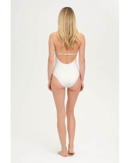 Adriana Pappas Designs White Celine Swimsuit Oatmilk