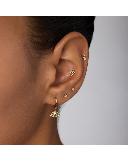 Vanhi Metallic 14K Solid Lotus Flat Back Stud