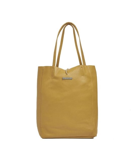 Betsy & Floss Milan Soft Leather Tote Bag In Mustard Yellow