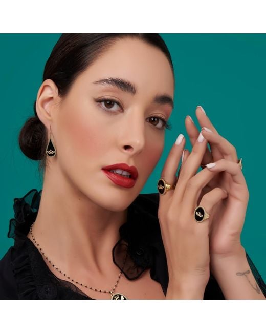 Myrto Katramadou Jewellery Blue Queen Bee Crystal Hook Earrings