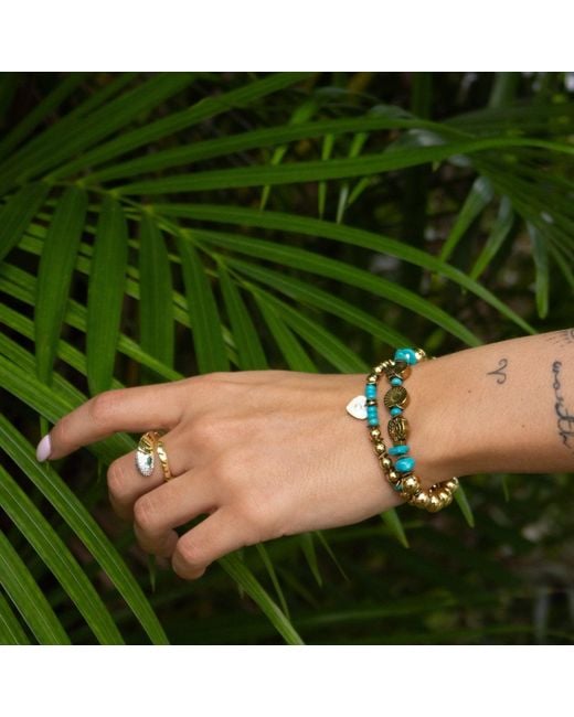 Ebru Jewelry Metallic Inner Peace & Heart Charm Bracelet Set