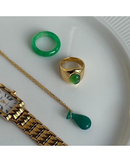 seree Green Fudai Jade- Chalcedony Pendant Necklace