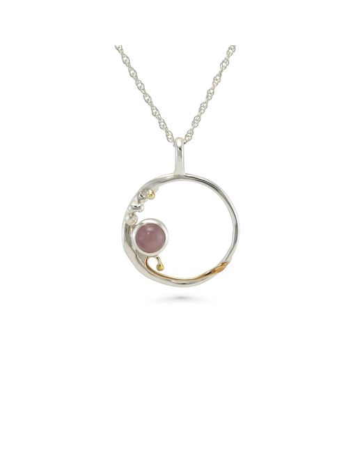 Isla Silver Metallic Rose Quartz Sterling Pendant