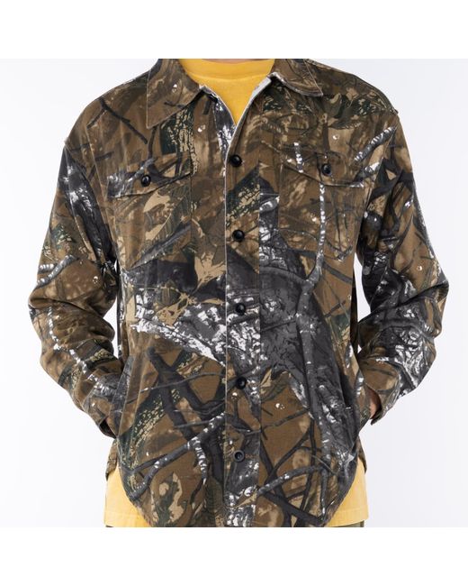 Ariko Green Real Tree Camo Bucky Split Hem Shirt Jacket