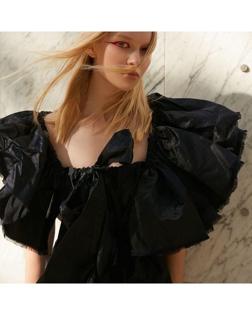 Miro Misljen Black Midnight Ruffle Statement Gown