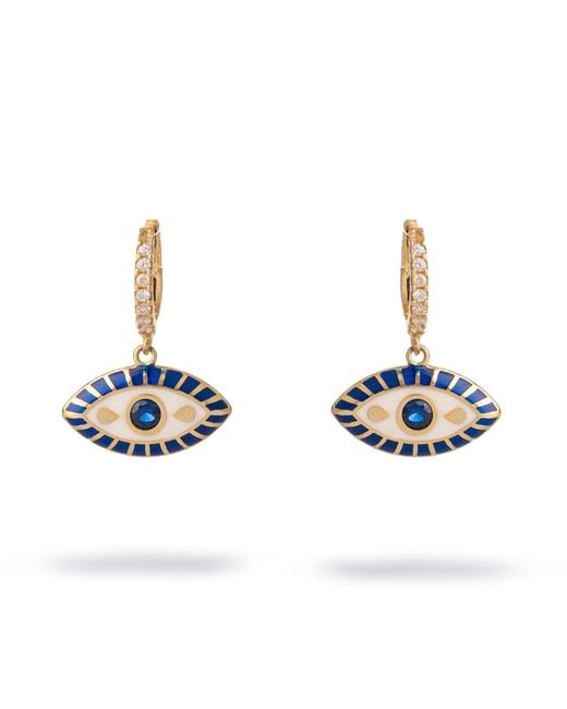 Ebru Jewelry White Queen Cleopatra Evil Eye Earrings