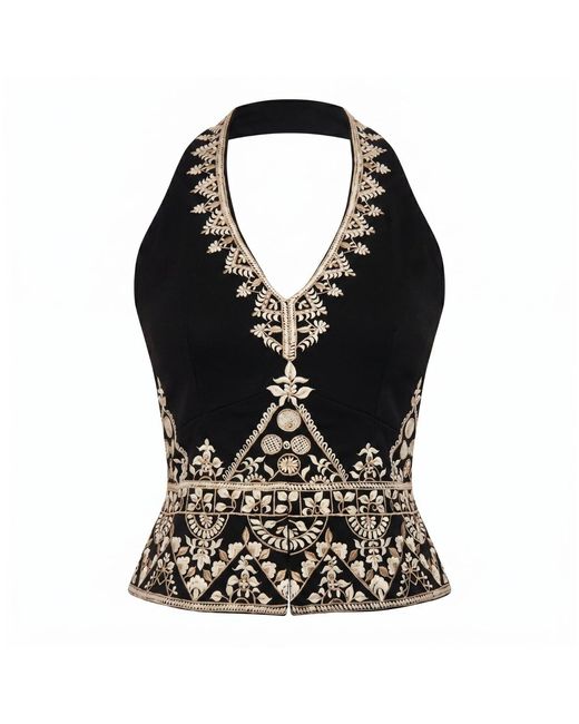 International Appeal Black Embroidered Tailored Vest