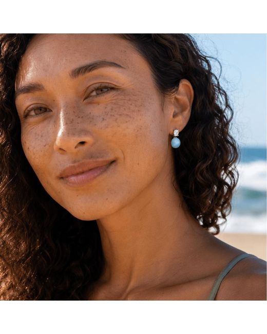 Ormiro Blue Mermaid's Tear Larimar Stud Earrings