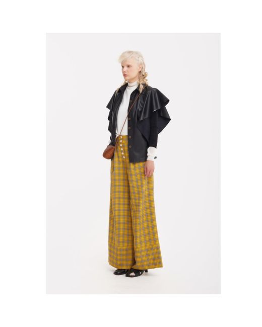 Julia Allert Yellow Button Front Palazzo Trousers