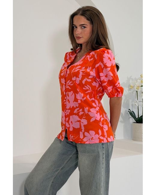 Girl In Mind Red Mabel & Floral Blouse