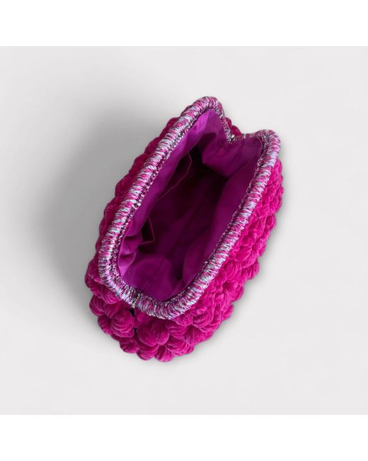 Springmoonatelier Purple Handmade Fuchsia Velvet Crochet Designer Bag – A Unique And Statement-Made Piece