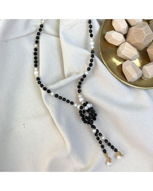 Farra Metallic Obsidian And Pearls Multiway Necklace