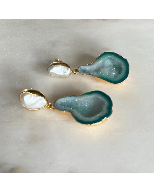 Magpie Rose Green The Pearl Rocks Earrings