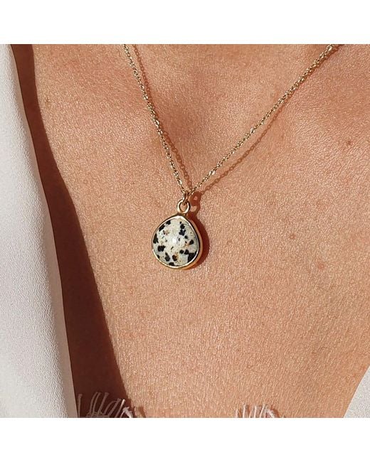 Harfi Metallic Vermeil Plated Dalmatian Gemstone Crystal Necklace