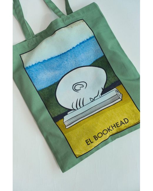 Lost Pattern Green El Bookhead Cotton Tote Bag