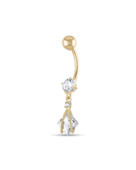 Zahav Jewelry Metallic 10K Solid 14G Dangling Belly Ring