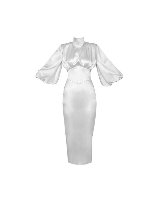 Vestiaire d'un Oiseau Libre White Midi Corset Silk Dress
