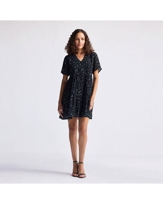 REISTOR Black Floral Short Tiered Dress