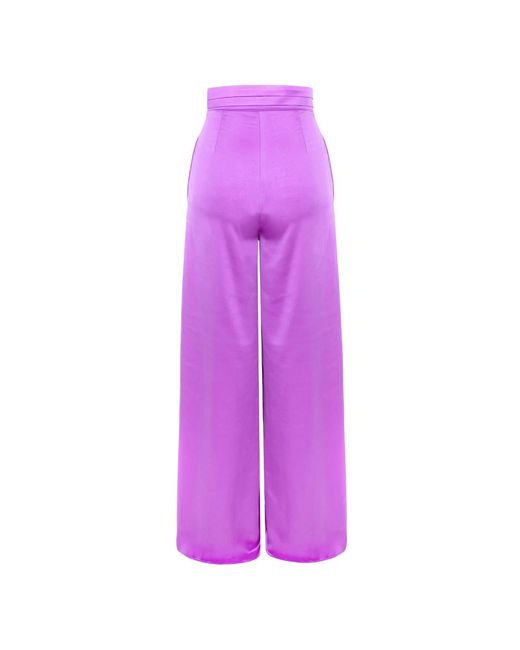 AVENUE No.29 Purple Satin High Rise Wide Leg Trousers