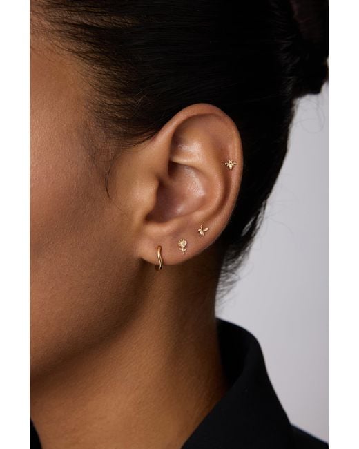 Vanhi Metallic 14K Recycled Solid Twisted Huggie Earrings