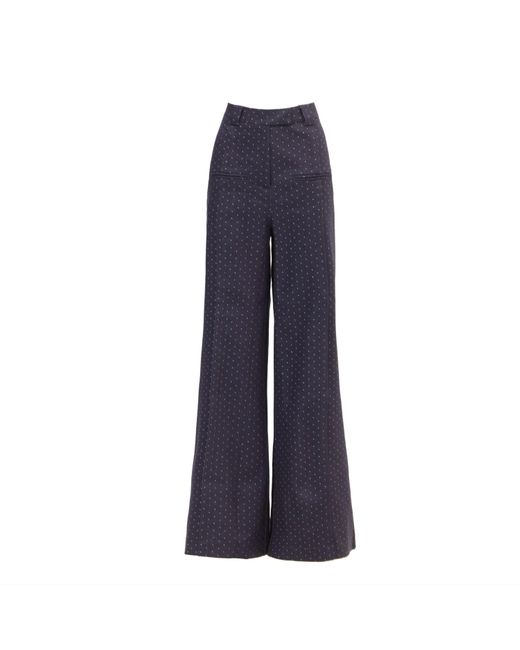 Julia Allert Blue Navy High-waist Wide-leg Denim Pants Polka Dot