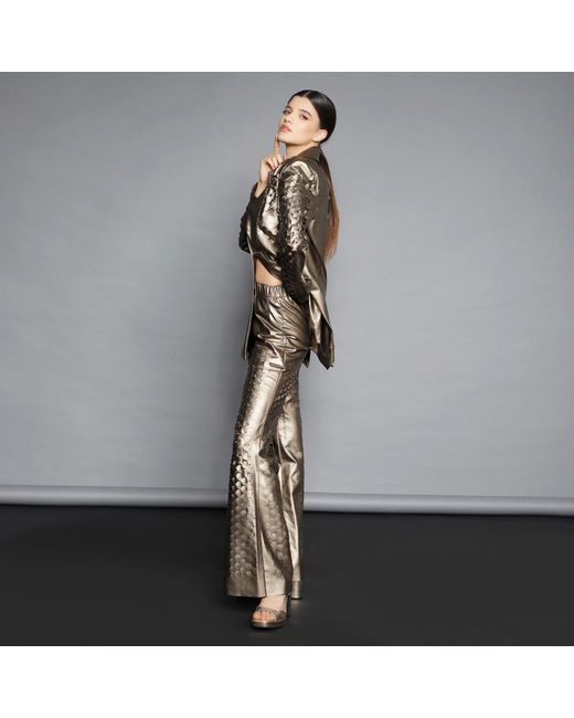 Silvia Serban Brown Neutrals Laser Cut Bronze Pants
