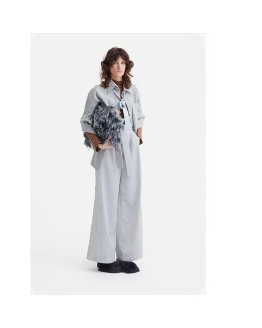 Julia Allert Gray Velvet High Waist Trousers