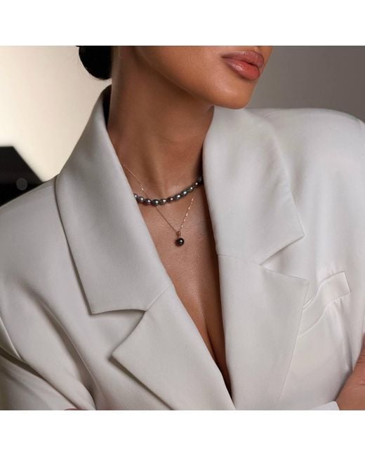Pearl Code Metallic Rice Pearl Choker, Iridescent Freshwater Pearl Necklace