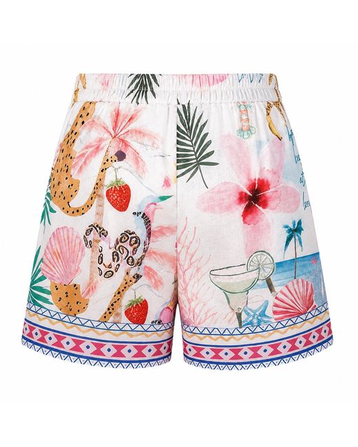 LOVEIST STORE Red Nancy Printed High Waist Pleats Shorts