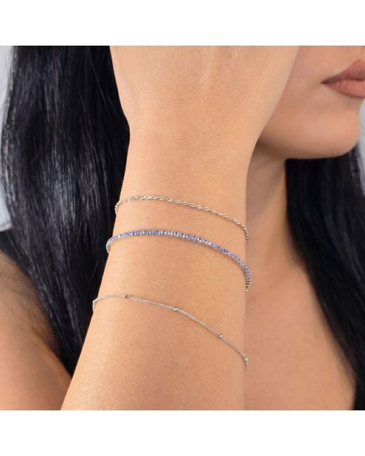 Harfi White Sterling Aquamarine Gemstone Tennis Bracelet