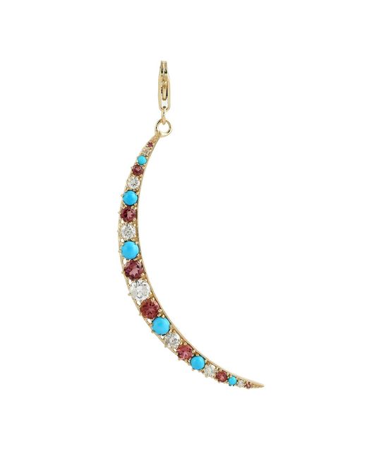 Artisan Blue Tourmaline Crescent Pendant With Diamond