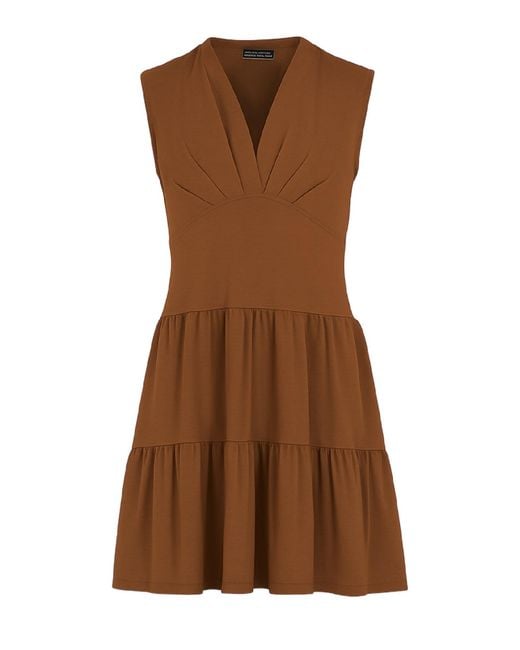 Conquista Brown Cinnamon Micromodal-Blend Jersey Sleeveless Dress