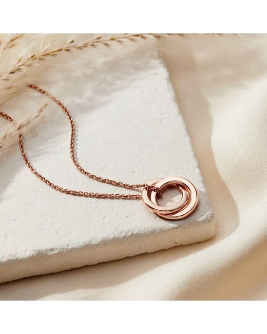 Posh Totty Designs Metallic Rose Gold Plated Mini Two Ring Russian Necklace