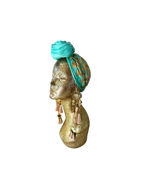 Julia Clancey Green Jade Edith Hotty Dream Leopard Sequin Turban