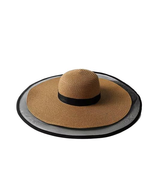 Chanel Joan Elkayam Brown Wide Transparent Brim Straw Hat