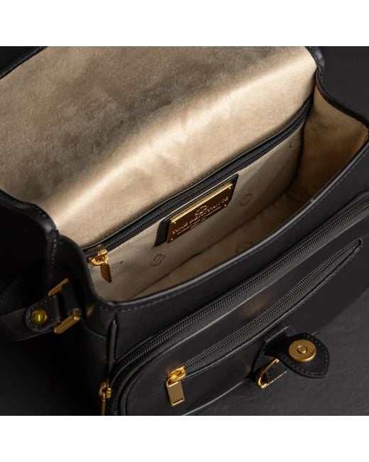 Time Resistance Black Leather Saddle Bag