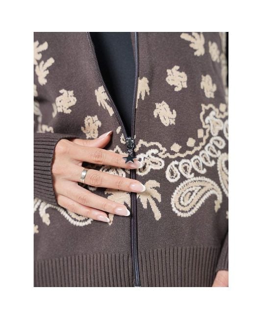 LOVEIST STORE Brown Caprica Zipper Knitting Cardigan