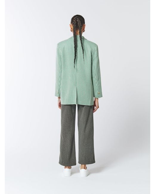 Sour Figs Green Single Breasted Checked Tweed Blazer